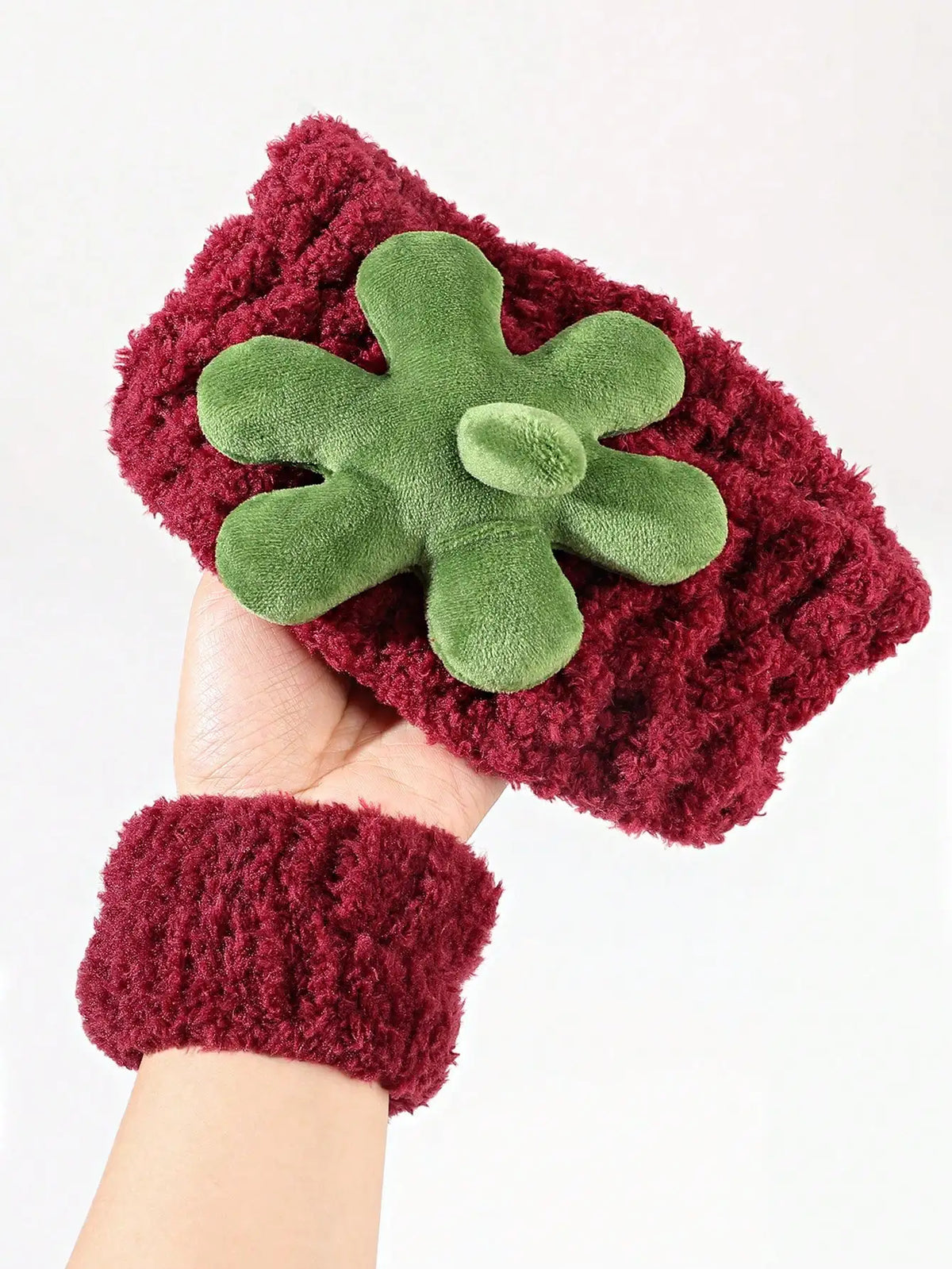 3Pcs Red Strawberry Headbands and Wristbands Set Cute Padded Soft Terry Cloth Hair Accessories for Women Girls Skincare Hairband