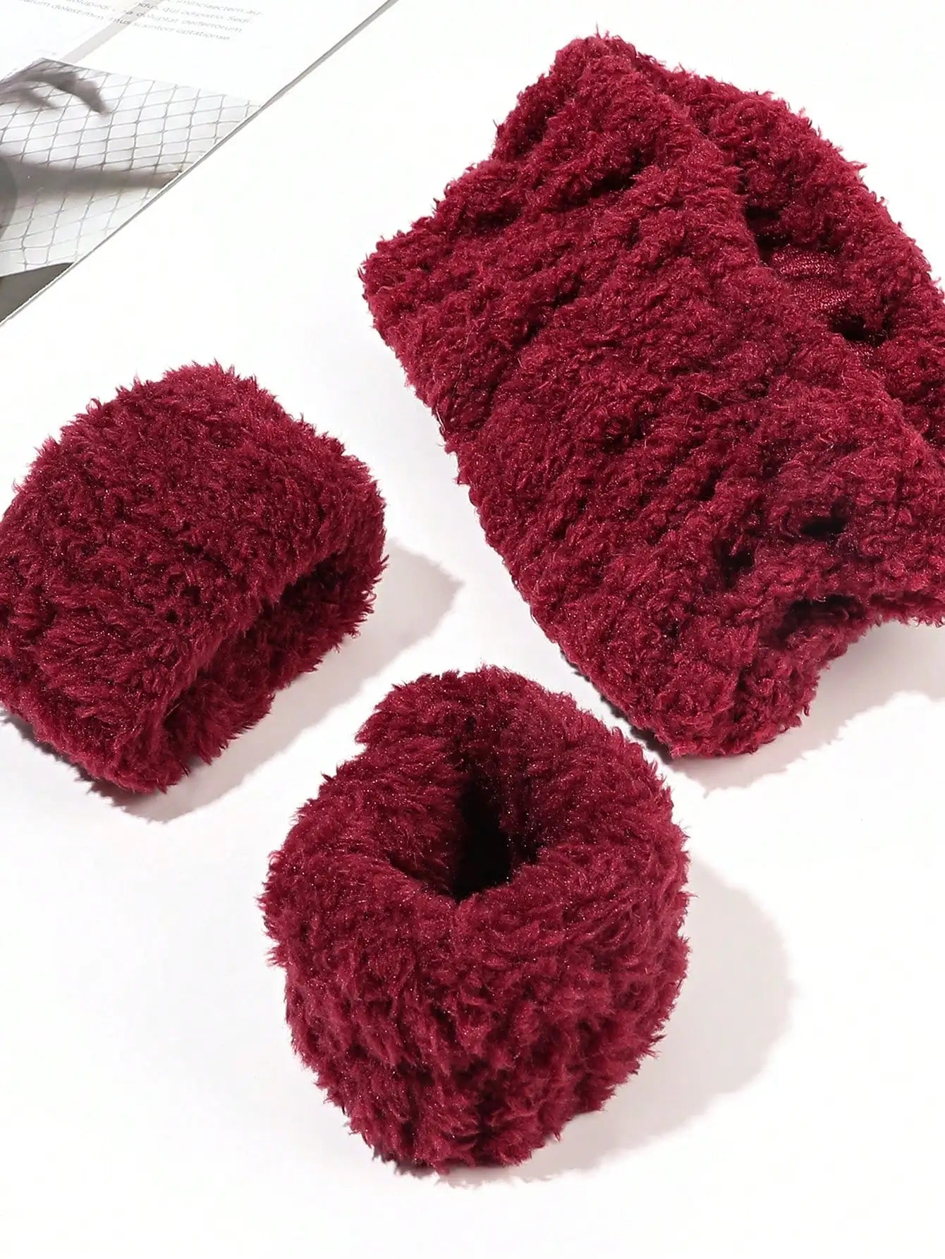 3Pcs Red Strawberry Headbands and Wristbands Set Cute Padded Soft Terry Cloth Hair Accessories for Women Girls Skincare Hairband